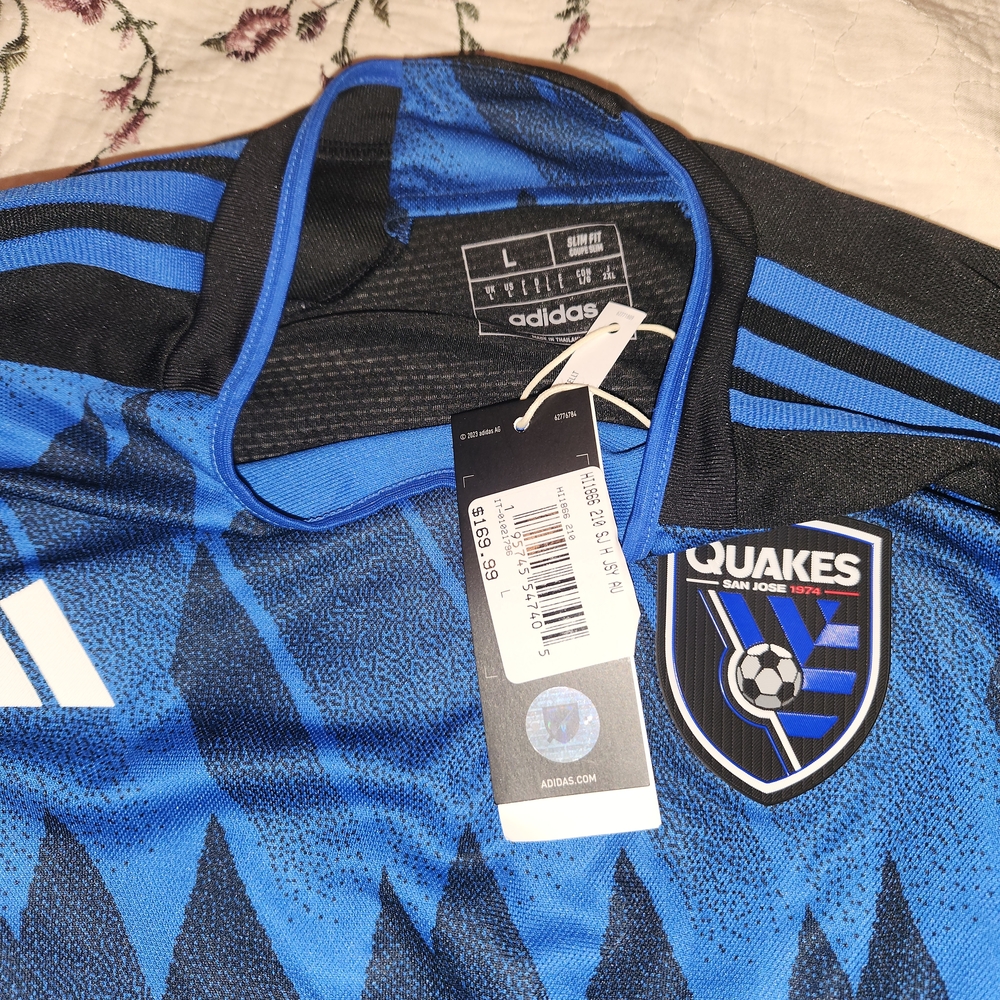 Adidas Blue and Black Soccer Jersey - Picture 3 of 8